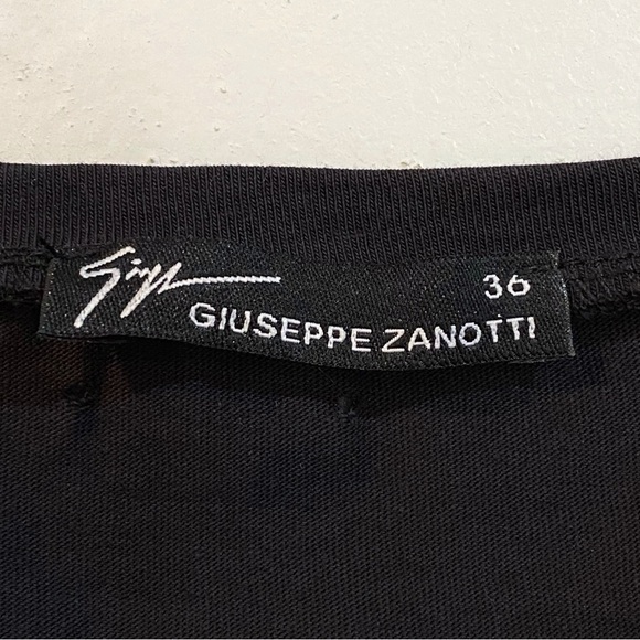 GIUSEPPE ZANOTTI black gray Sparkly Swarovski crystal distressed shirt top - Picture 8 of 10